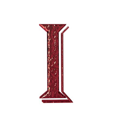 Fluted red symbol. front view. letter i