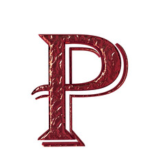 Fluted red symbol. front view. letter p - obrazy, fototapety, plakaty