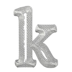 Symbol made of silver dollar 3d signs. letter k