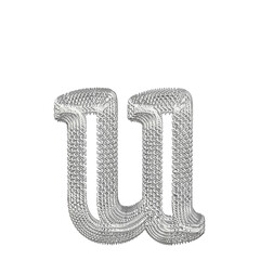 Symbol made of silver dollar 3d signs. letter u