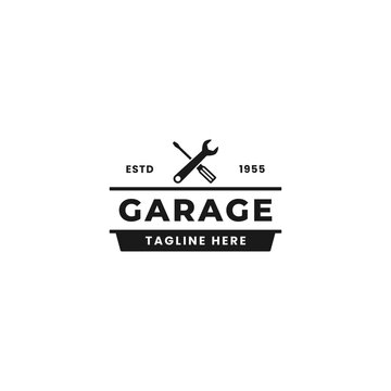 Garage logo or garage label vector isolated. Best garage logo for products, apps, websites, design element, and more about Repair services.