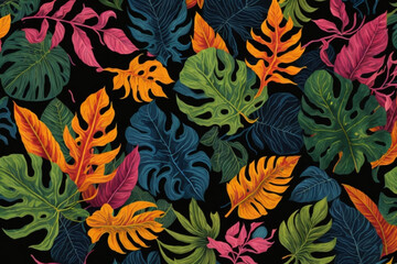 seamless pattern with Tropical leaves,Generative IA