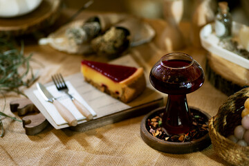 Cozy Winter Tea and Strawberry Cheesecake