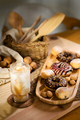 Rustic Sweet Treat and Iced Latte Presentation..