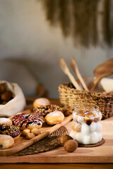 Rustic Sweet Treat and Iced Latte Presentation..