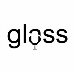 Design for the word glass with an illustration of a glass cup on letter a.