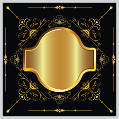 vector set, black gold framed labels design