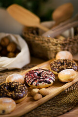 Donuts and Cookies with Background Nuts