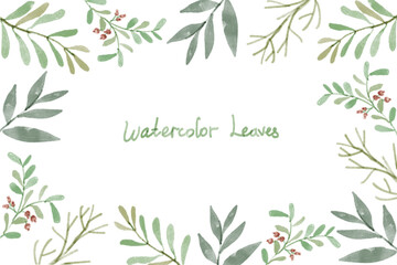 Fototapeta premium background with green leaves. watercolor leaves frame. spring, summer background 