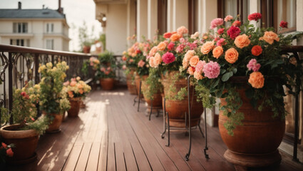 Fototapeta na wymiar flowers on the porch