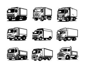 A set collection of truck vector illustrations