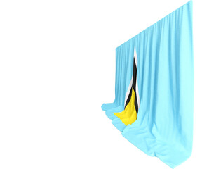 Saint Lucia Flag Curtain in 3D Rendering called Flag of Saint Lucia