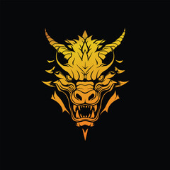 face roar dragon mascot logo design vector