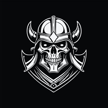 face skull  samurai knight mascot logo vector