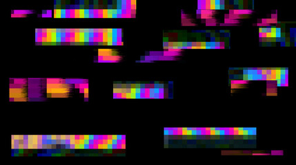 Glitchy computer screen with pixelated noise. Abstract technological background.