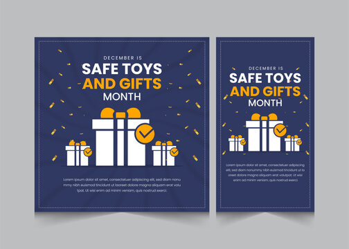 Safe toys and gifts month, december month kids occasional days, vector illustration eps 10