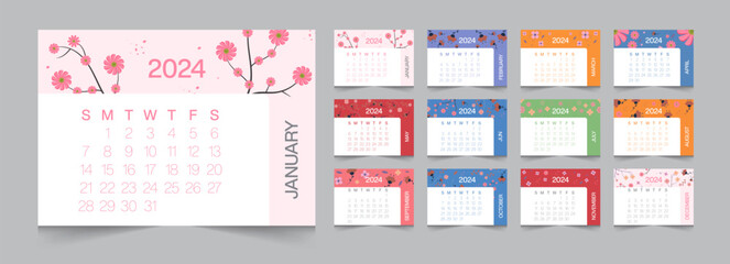 Japanese Flower Monthly Calendars 2024 12 Month