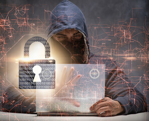 Young hacker in cybersecurty concept