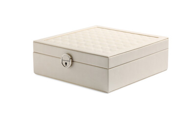 One closed jewelry box isolated on white