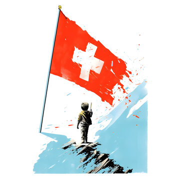 Child with Swiss Flag