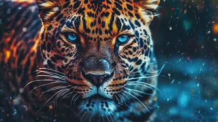 Obraz premium Portrait of a wild leopard. Fantasy concept , Illustration painting.