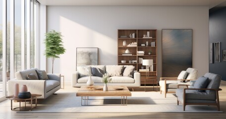 Fototapeta na wymiar Living room seamlessly integrated with advanced smart tech