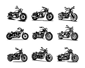 Naklejka premium A set collection of motorbike bobber vector illustrations
