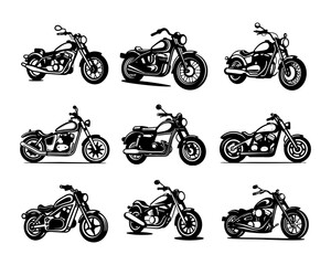 A set collection of motorbike bobber vector illustrations © Bagas