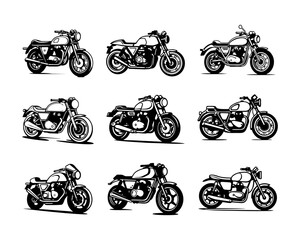 A set collection of cafe racer vector illustrations