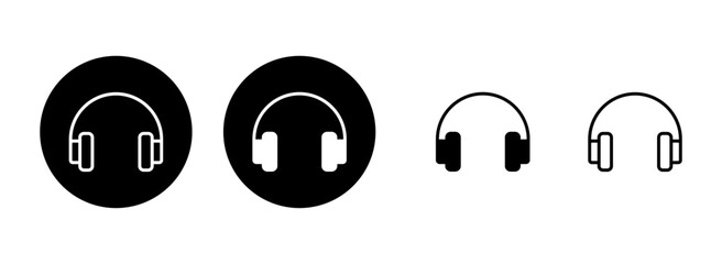 Headphone icon set illustration. Headphone sign and symbol
