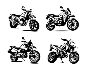 Fototapeta na wymiar A set collection of tracker motorbike vector illustrations