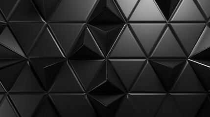 Obraz premium Polished, Semigloss Wall background with tiles. Triangular, tile Wallpaper with 3D, Black blocks.