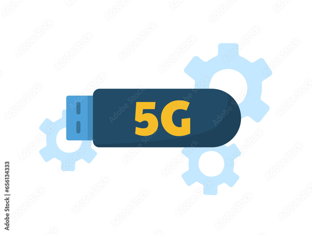 Wall mural 5g device usb flash concept. modern gadget for wireless connection. internet and online communicatio