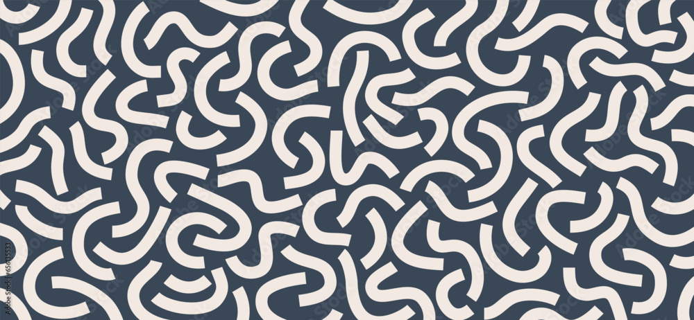 Aufkleber monochrome doodle pattern. funny monochrome pattern. curved lines isolated on grey background.