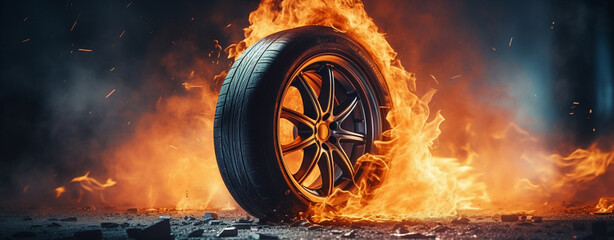 Wheel vehicle car smoke burn tire - obrazy, fototapety, plakaty