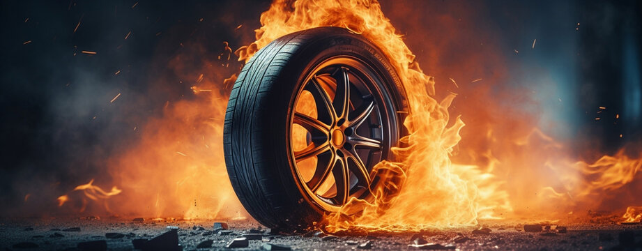 Wheel vehicle car smoke burn tire