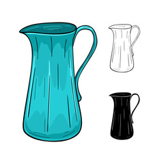 Ceramic jug. Fictile tableware.Vector illustration
