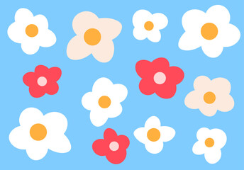 Fashionable cover with flowers concept. Bloom and blossom white plants. Spring and summer season. Aesthetics and elegance. Template and layout. Cartoon flat vector illustration