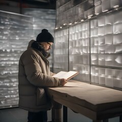 A climatologist studying ice cores from Antarctica to understand historical climate changes2 - obrazy, fototapety, plakaty