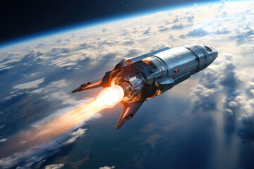 Futuristic Spacecraft Launching - Midjourney AI Assistance Elevating Your Space Adventure