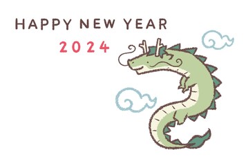 タツと雲2024年賀状横