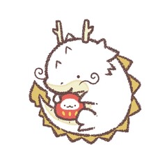 ダルマを抱く白いタツ