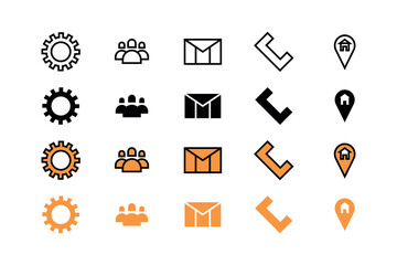 Contacts and Business set of icons for web