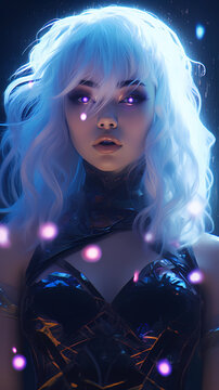 Hand drawn illustration of beautiful supernatural goddess with mysterious power
