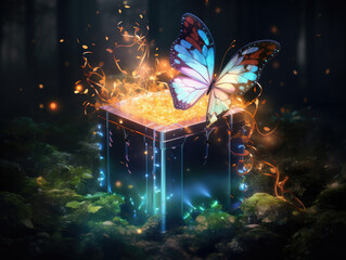 Magical Gift Box Illustration Created by Generative AI