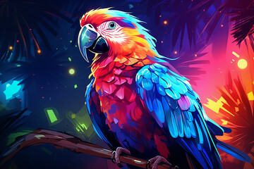 Parrot Light Painting cartoon