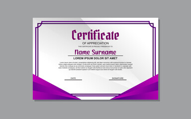 Naklejka na ściany i meble a certificate template with a purple wavy design