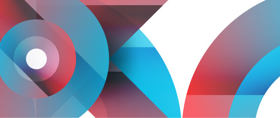 Fototapeta premium Geometric fusion - abstract harmony of triangles and circles in minimalist background design. Shapes and lines design for wallpaper, banner, background, landing page, wall art, invitation, prints