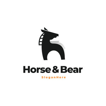 Horse and bear dual meaning logo vector