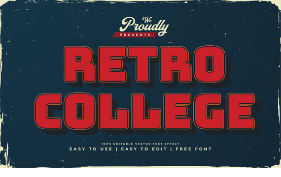 Vintage Retro College Editable Text Effect